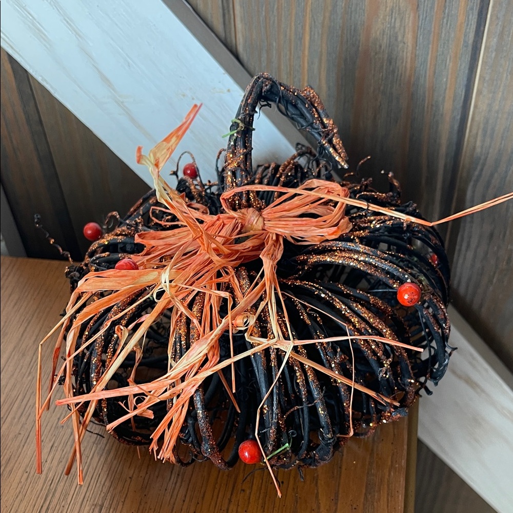 Rustic Black and Orange Pumpkin Decor